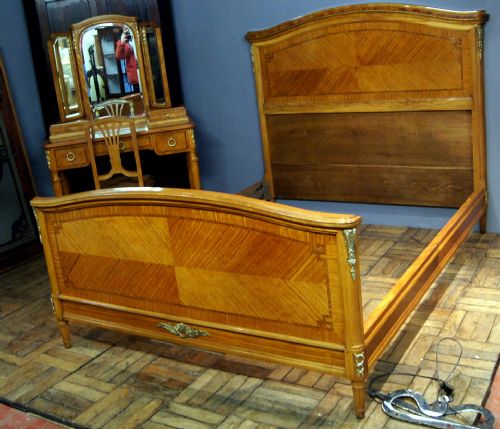 A Super Quality Satinwood Queen Size French Bed