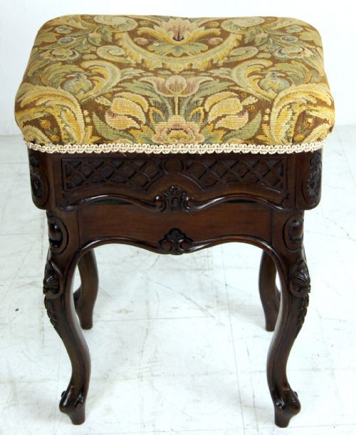 A Good and Unusual Mahogany Height Adjustable Patented Piano Stool