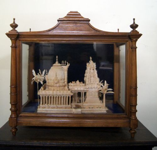 A Very Unusual and Exceptionally Fine Carved Cork Model of an Indian Temple