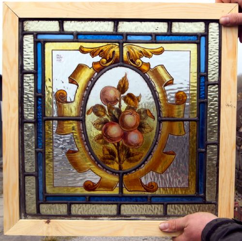 A Stunning Vibrant Leaded Glass Painted Window