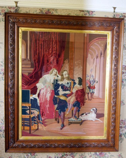 A Large Stunning Quality Berlin Woolwork Tapestry of Charles I
