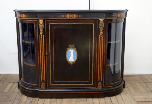 A Victorian Ebonised Inlaid Credenza