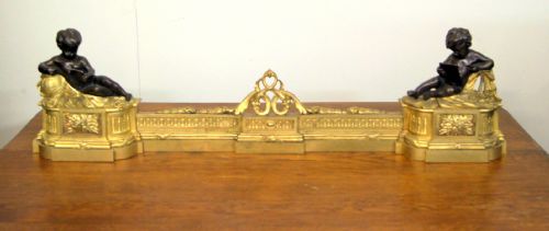 Extendable French Gilt Brass and Bronze Fender