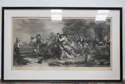 A Good Victorian Print of Children Playing Football