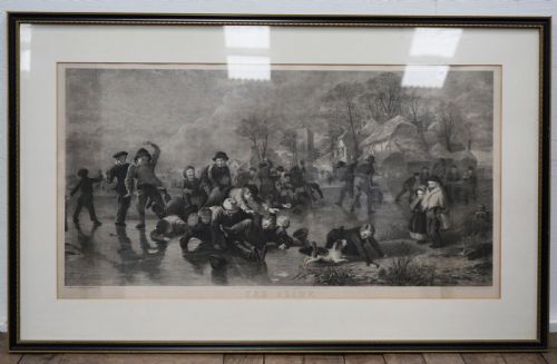 A Good Victorian Print of 'The Slide'