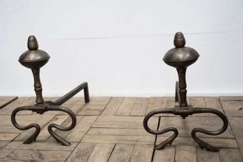 Pair of Good French Victorian Steel Andirons