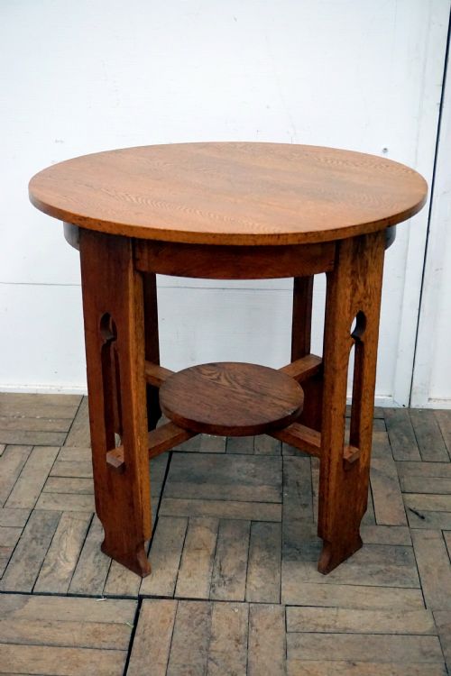 A Good Solid Oak Arts and Crafts Circular Occasional Table