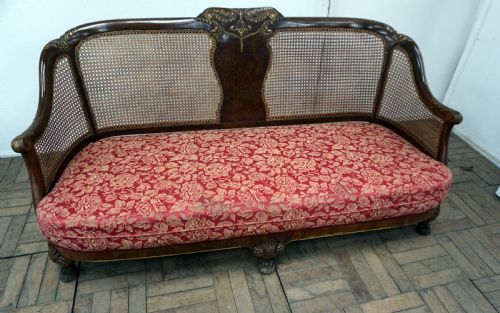 Superb Quality Walnut 3 Piece Bergere Suite