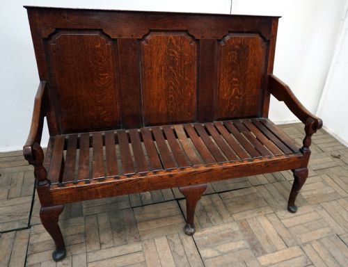 A Small Sized Oak Panelled Georgian Settle