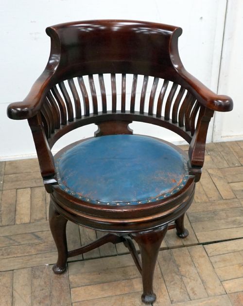A Great Revolving Mahogany Captains Office Chair