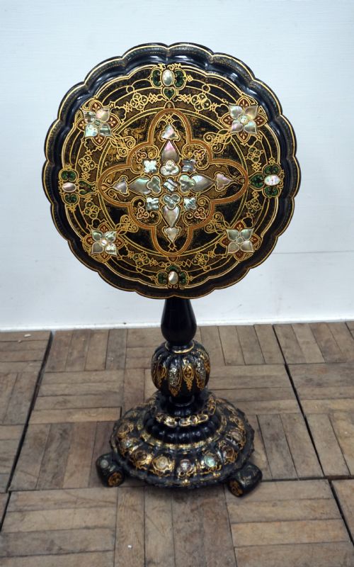 An Exceptional Victorian Papier-mache Tilt Top Table