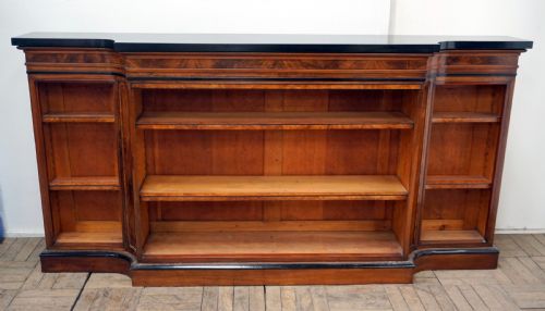 A Magnificent Narrow Victorian Walnut and Ebonised Open Shelf Bookcase