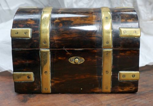 A Charming Brass Bound Coromandel Victorian Casket