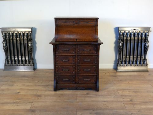 An Unusual Good Quality Solid Oak Cylinder Desk