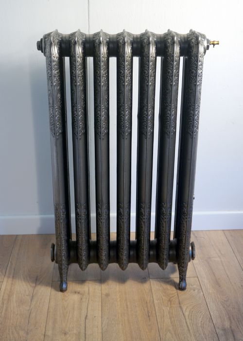A Lovely Roccoco, Art Nouveau 7 Section 19th Century Polished Cast Iron Radiator