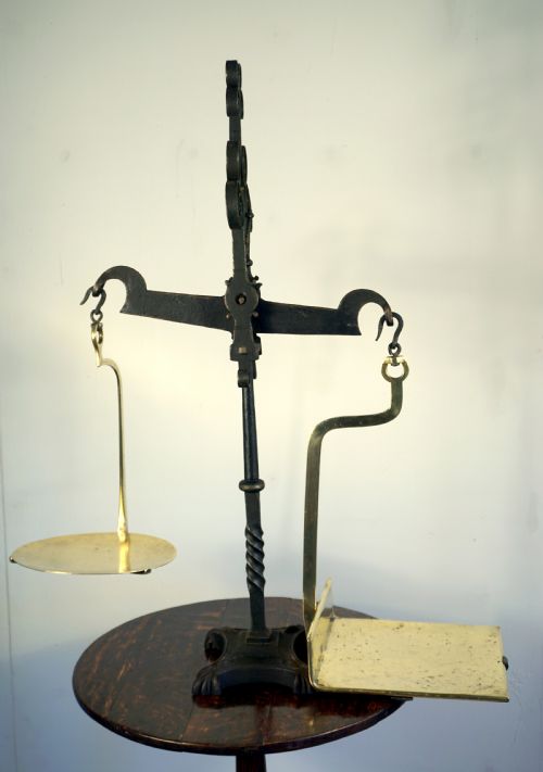 An Amazing Hand Forged Wrought Iron and Brass Set of Early Victorian Scales