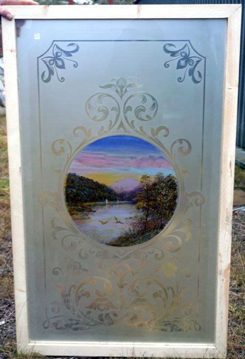 An Exceptionally Good Pair of Late Victorian Etched Plate Glass and Coloured Windows
