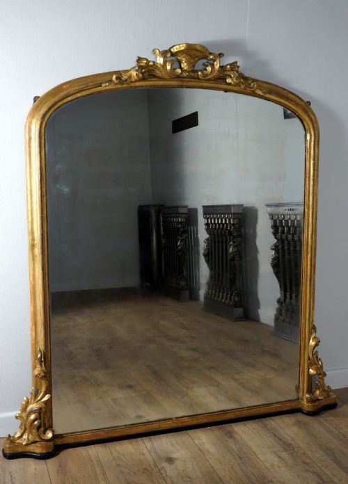 A Good Carved and Gilded Regency English Overmantle Mirror