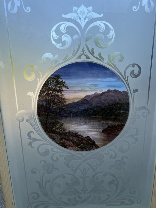 STUNNING PAINTED AND ETCHED GLASS WINDOW - ADDITIONAL PHOTO 2