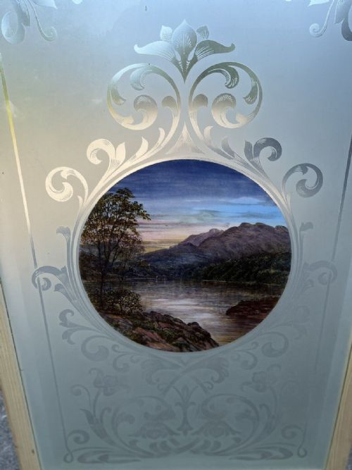 STUNNING PAINTED AND ETCHED GLASS WINDOW - ADDITIONAL PHOTO 3