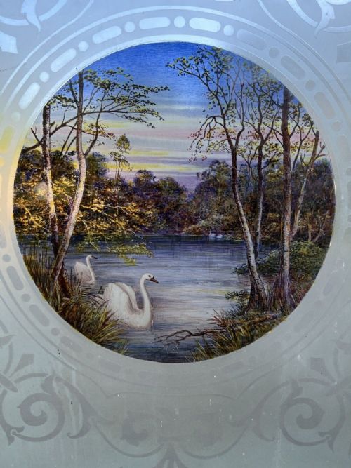 A FANTASTIC ETCHED AND PAINTED GLASS WINDOW - ADDITIONAL PHOTO 2