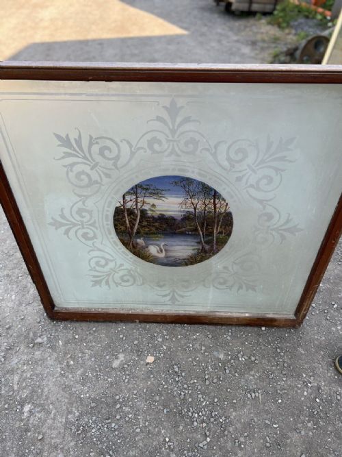 A FANTASTIC ETCHED AND PAINTED GLASS WINDOW - ADDITIONAL PHOTO 3