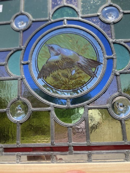 HAND PAINTED AND LEADED GLASS WINDOW - ADDITIONAL PHOTO 1