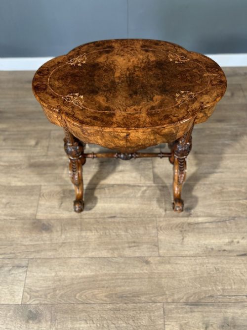 A FINE QUALITY BURR WALNUT INLAID WORKBOX - ADDITIONAL PHOTO 6