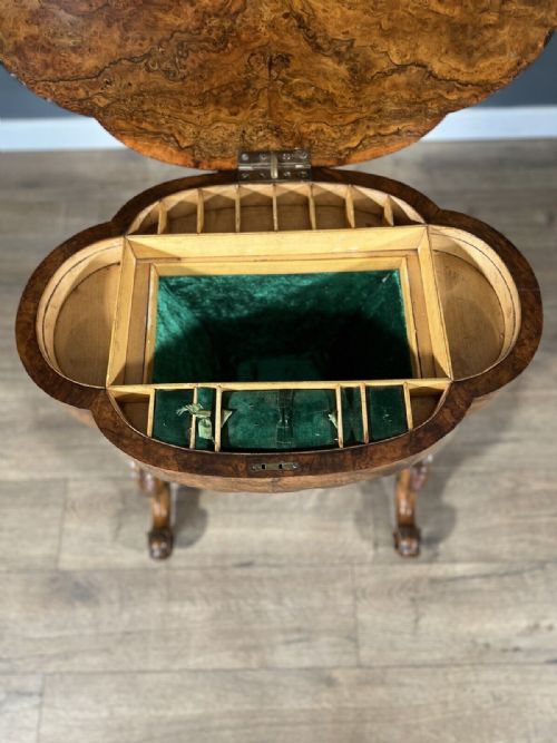A FINE QUALITY BURR WALNUT INLAID WORKBOX - ADDITIONAL PHOTO 8