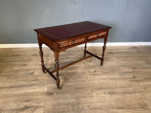 LATE VICTORIAN INLAID MAHOGANY GILLOWS OF LANCASTER DESK - ADDITIONAL PHOTO 1