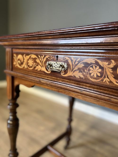 LATE VICTORIAN INLAID MAHOGANY GILLOWS OF LANCASTER DESK - ADDITIONAL PHOTO 8