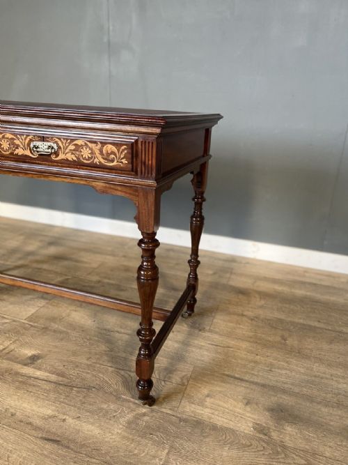 LATE VICTORIAN INLAID MAHOGANY GILLOWS OF LANCASTER DESK - ADDITIONAL PHOTO 9