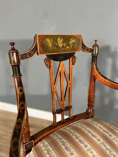 LATE VICTORIAN HAND PAINTED DECORATIVE WALNUT ARMCHAIR - ADDITIONAL PHOTO 2