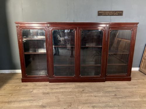 A Good Late Victorian Mahogany 4 Door Breakfront Bookcase