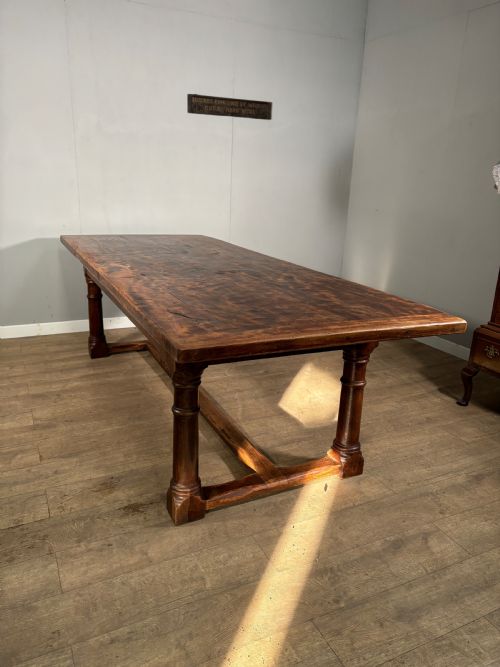 17th Century Style Country Oak and Elm Top Refectory Table