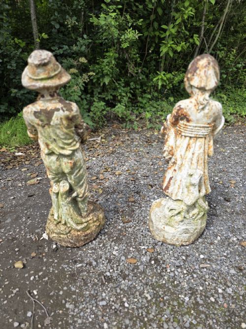 PAIR OF EARLY 20TH CENTURY CAST IRON BOY AND GIRL STATUES - ADDITIONAL PHOTO 8