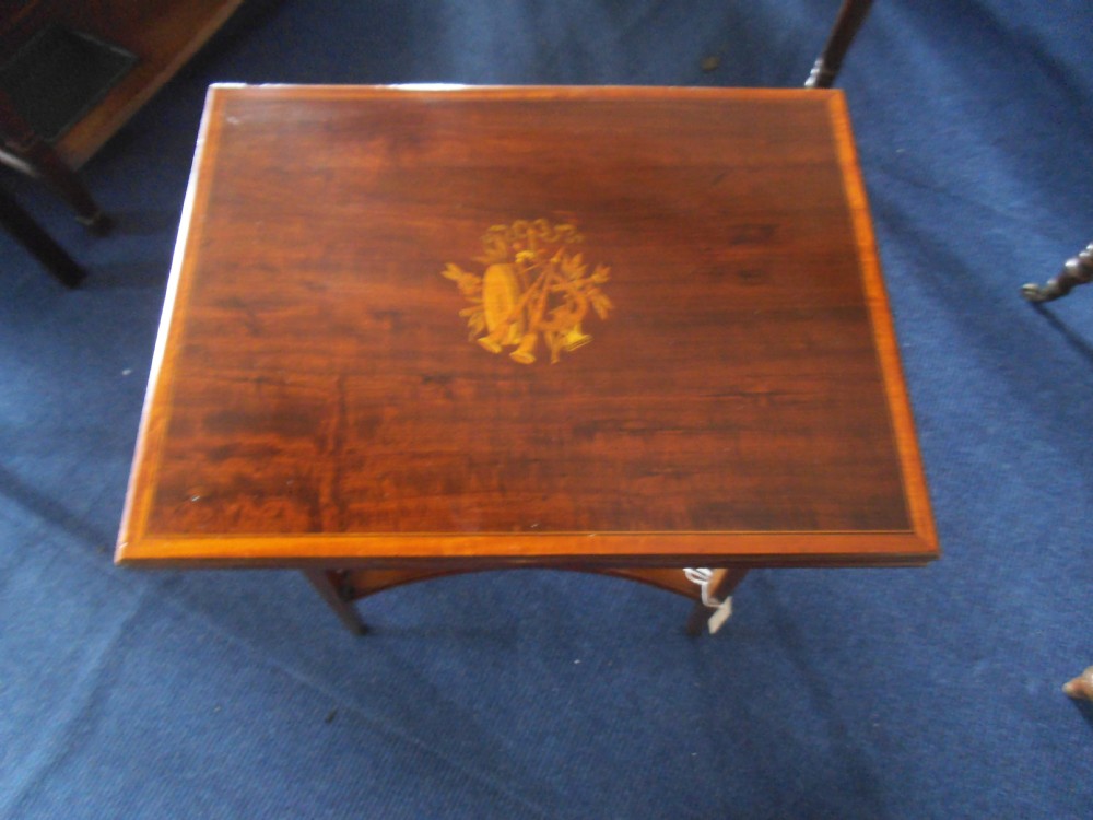 Very fine inlaid Edwards and Roberts fold top table.