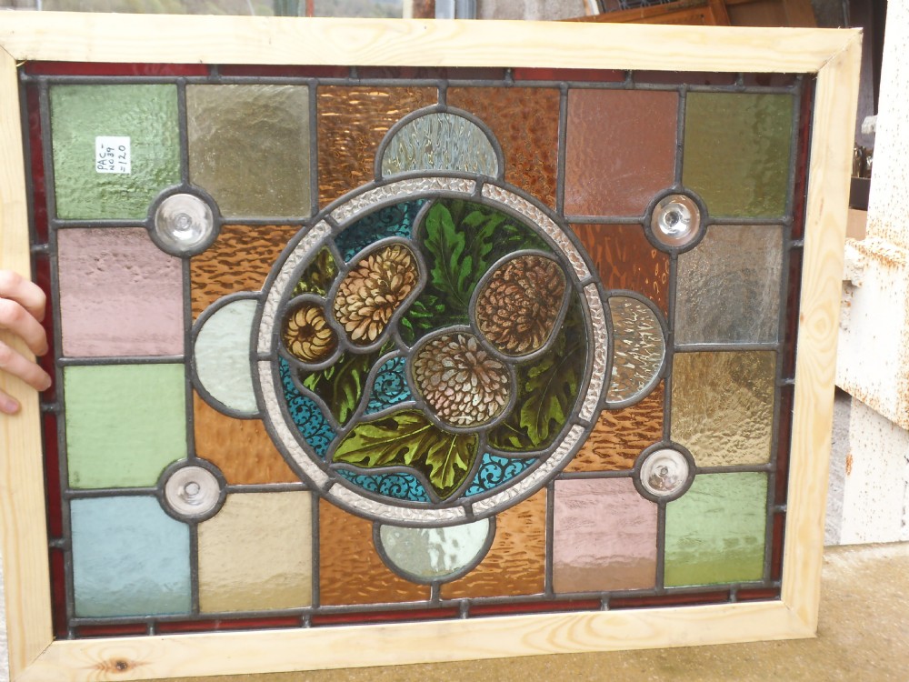 Painted Victorian leaded glass window