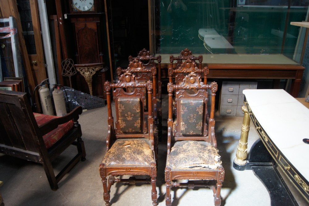 Set of 6 country house carved oak chairs