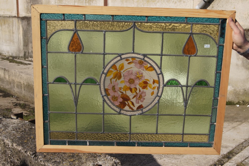 Painted and leaded glass art nouveau window