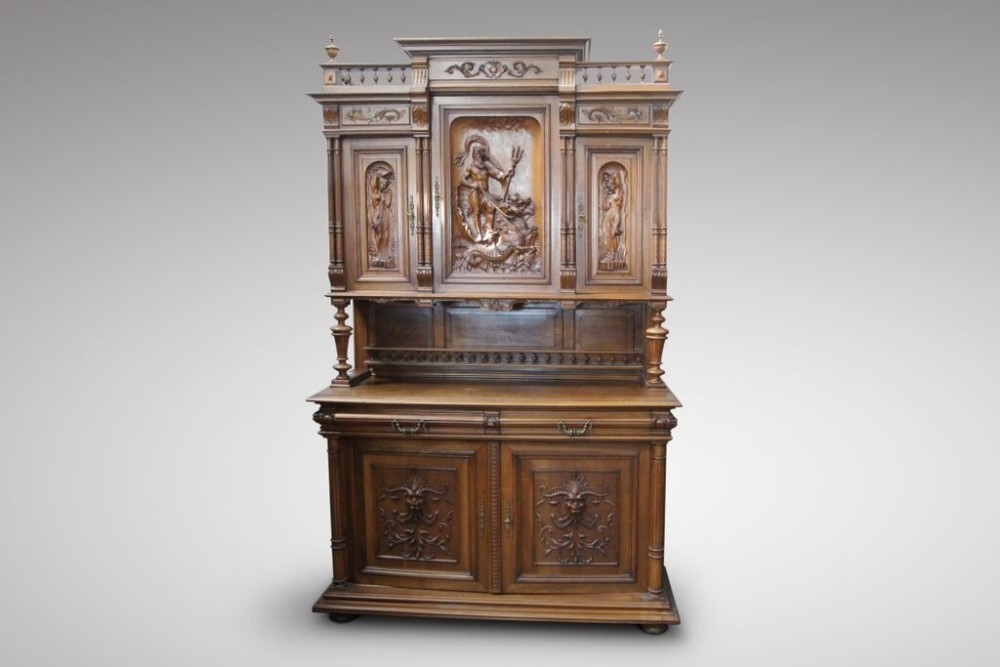 Very impressive carved French cupboard bookcase