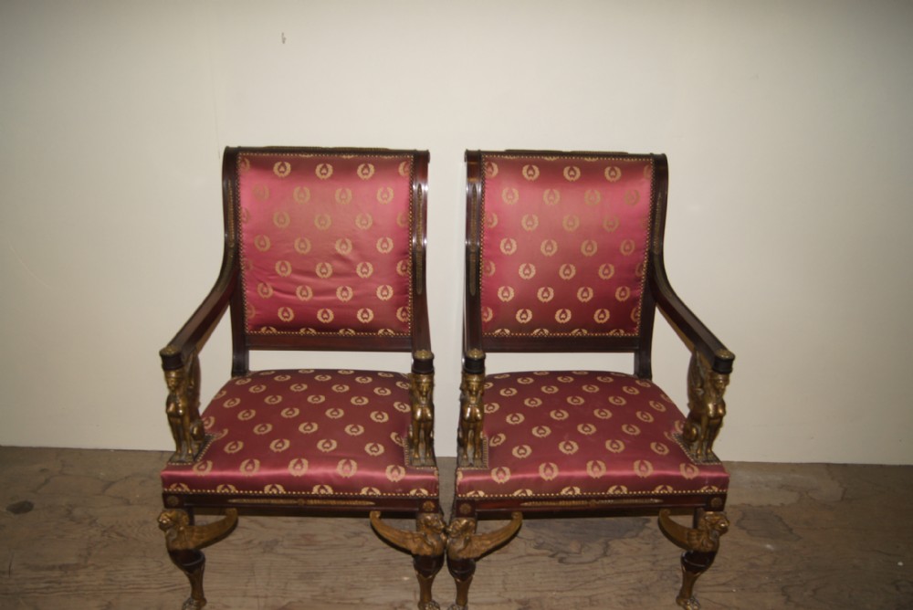 Magnificent and impressive pair of French empire chairs