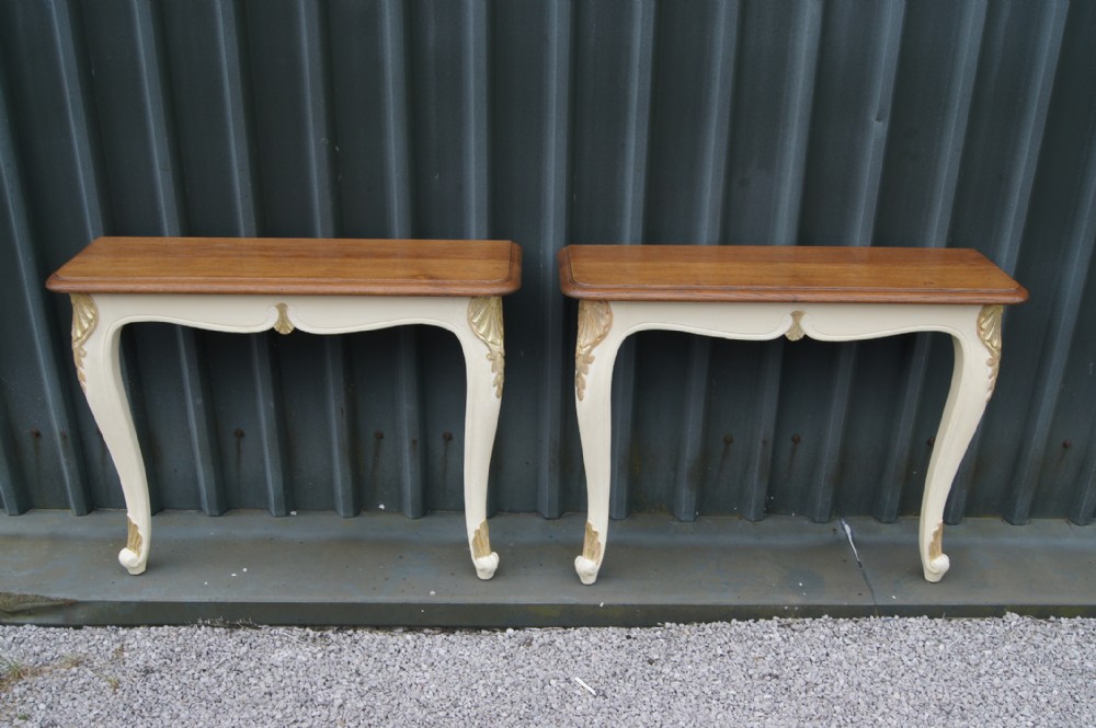 Pair of French oak console tables