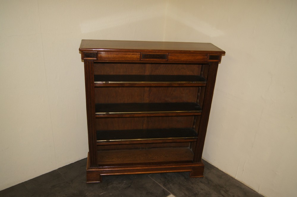 Good open shelved Victorian bookcase