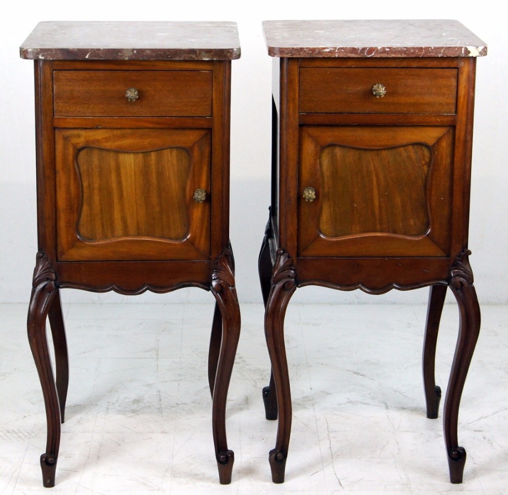 Pair of French Louis XV style mahogany bedside cabinets