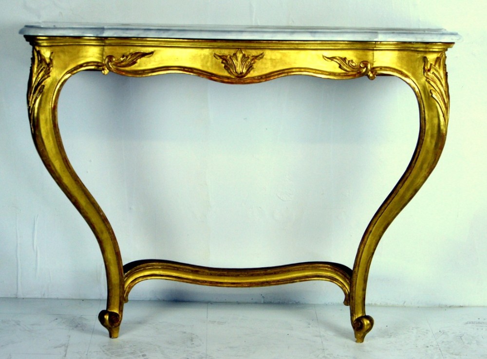 A good French marble top gilded consul table