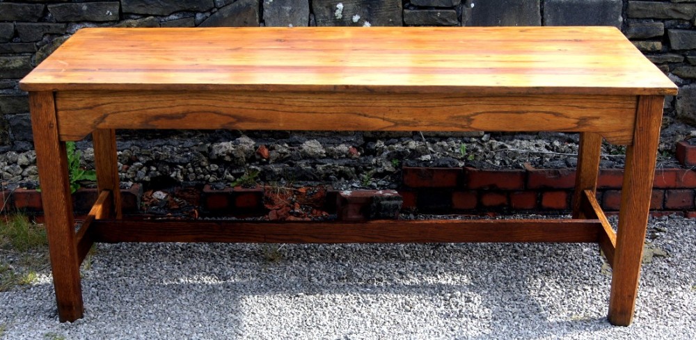 A pine and oak Victorian farmhouse refectory table