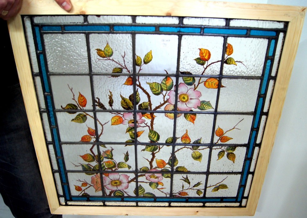 Beautiful vibrant painted stained glass window