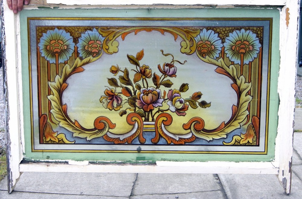 A beautiful hand painted Scottish art nouveau window