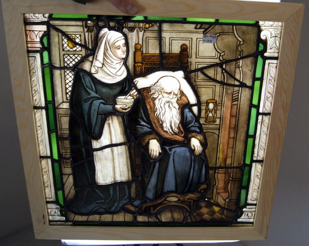 An amazing early painted scene window
